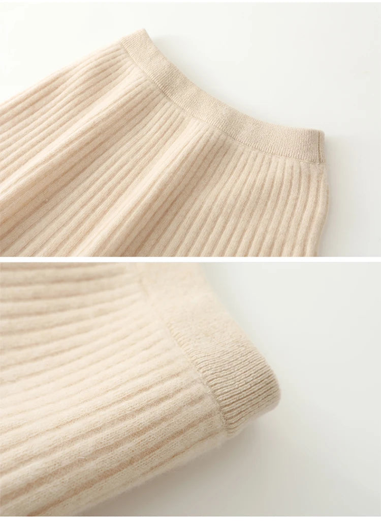 Wavy High-Waisted Sweet Knit Wool Mini Skirt