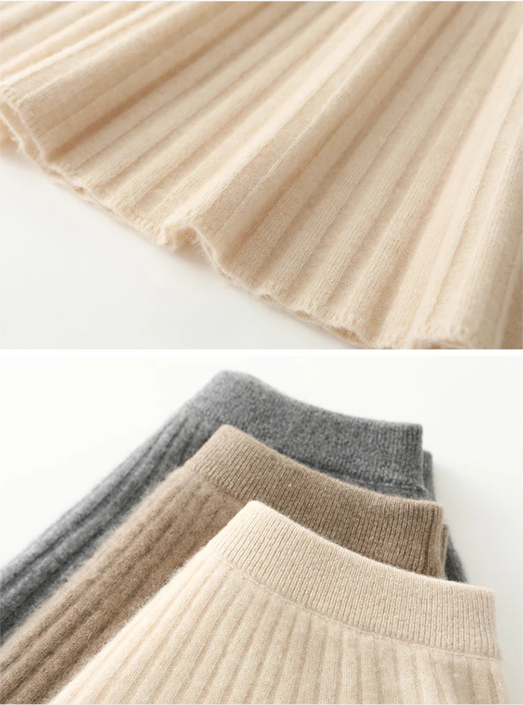 Wavy High-Waisted Sweet Knit Wool Mini Skirt